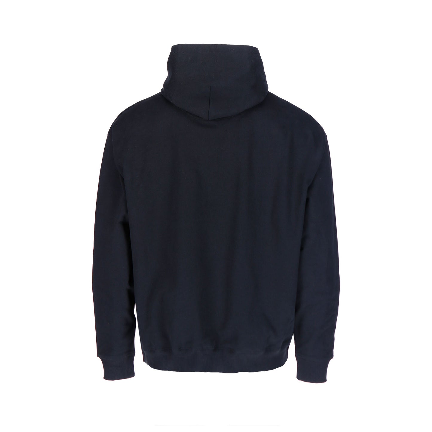 Der Neidenfels Hoodie Black von GNSBRND ist ein nachhaltiges, schlichtes schwarzes Sweatshirt aus Bio-Baumwolle, von hinten mit langen Ärmeln und gerippten Bündchen und Saum auf weißem Grund - hier trifft nachhaltige Mode auf Komfort.