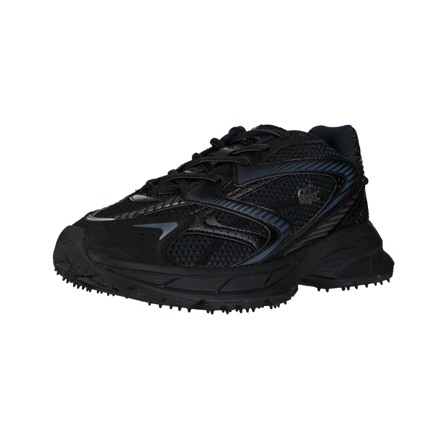 Der LACOSTE L003 NEO SHOT 125 1 SMA BLK/BLK MN ist ein schlichter, schwarzer Sportschuh mit Mesh-Gewebe, Synthetik-Overlays und einer robusten Gummisohle - ideal für alle, die hochwertige Materialien in ihrem Schuhwerk schätzen.