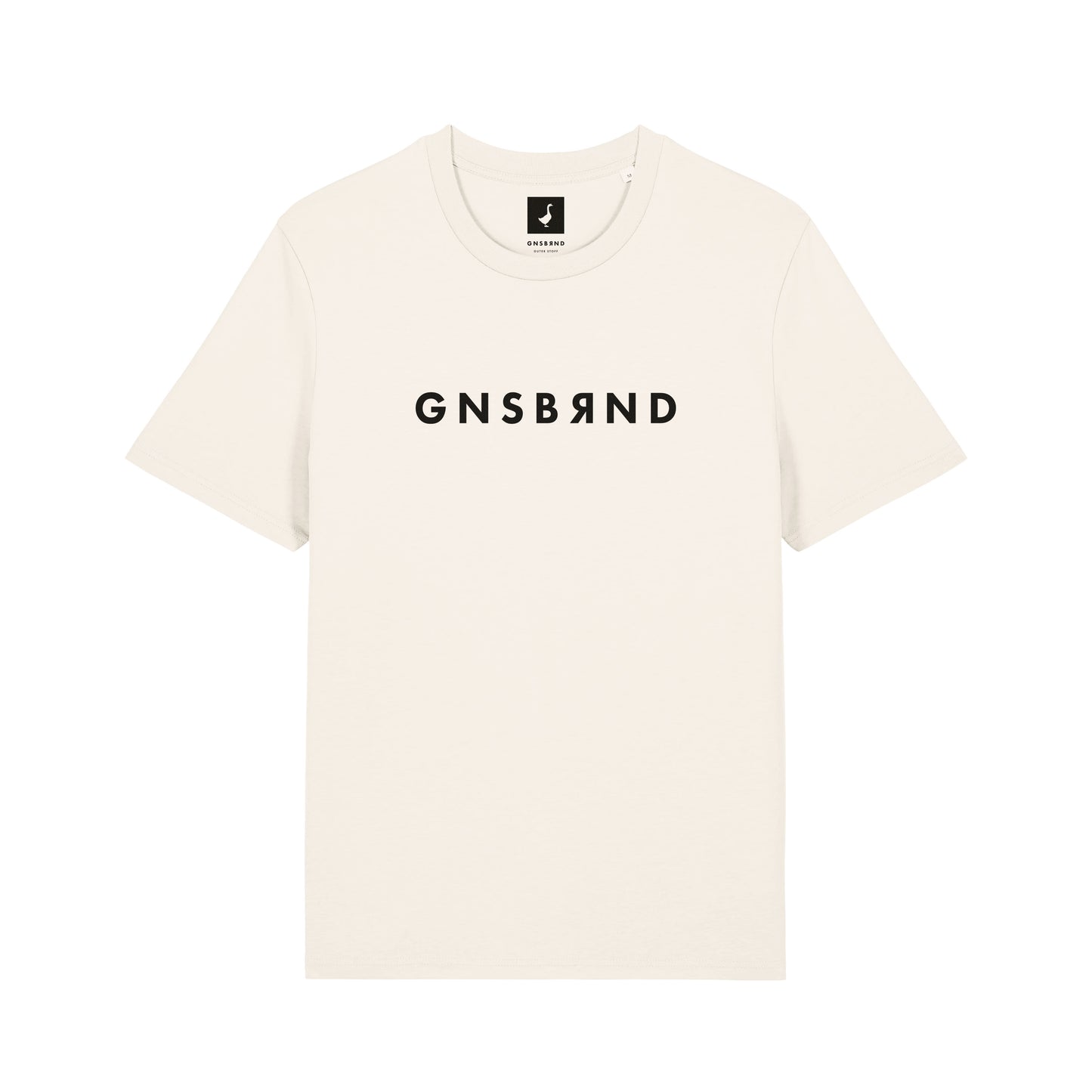 Das GNSBRND Seibotenberg Shirt ist ein Unisex-T-Shirt in schlichtem Weiß mit auffälligem schwarzem Text auf der Brust. Es ist aus weicher Bio-Baumwolle gefertigt und bietet einen hohen Tragekomfort.