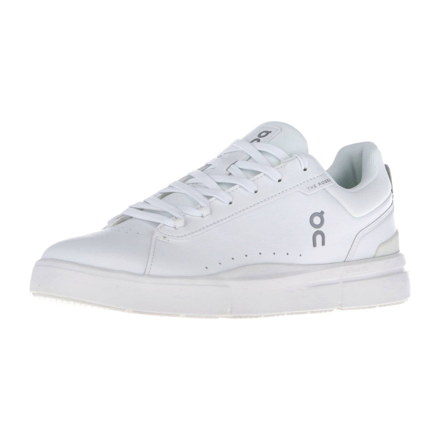 Der ON THE ROGER ADVANTAGE ist ein weißer Low-Top-Sneaker mit Schnürsenkeln, dem On-Logo an der Seite und auf der Zunge sowie einer gepolsterten Sohle, die von der Schweizer Performance-Technologie inspiriert ist und für modischen Komfort sorgt.