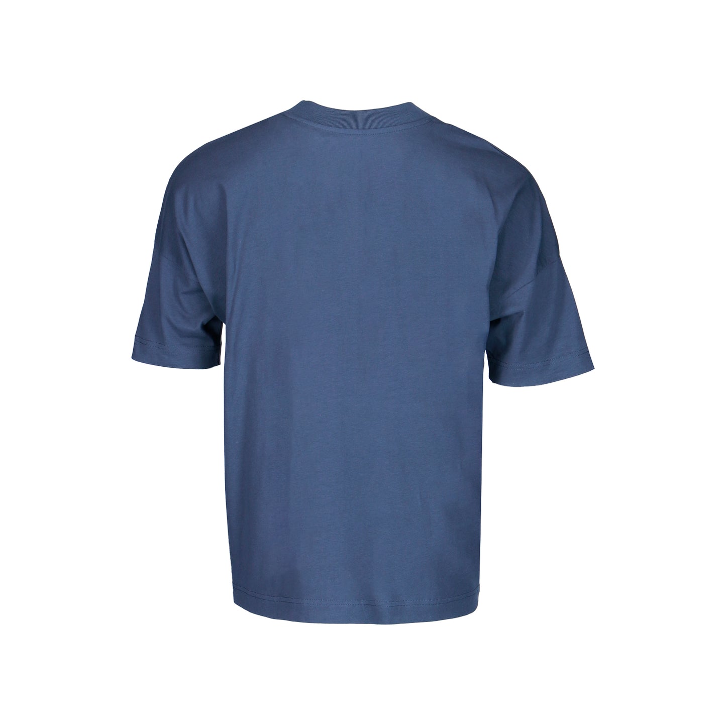 Das GNSBRND Roter Buck Indiainkgrey Unisex-Tee aus Bio-Baumwolle zeigt sich von hinten auf weißem Grund.