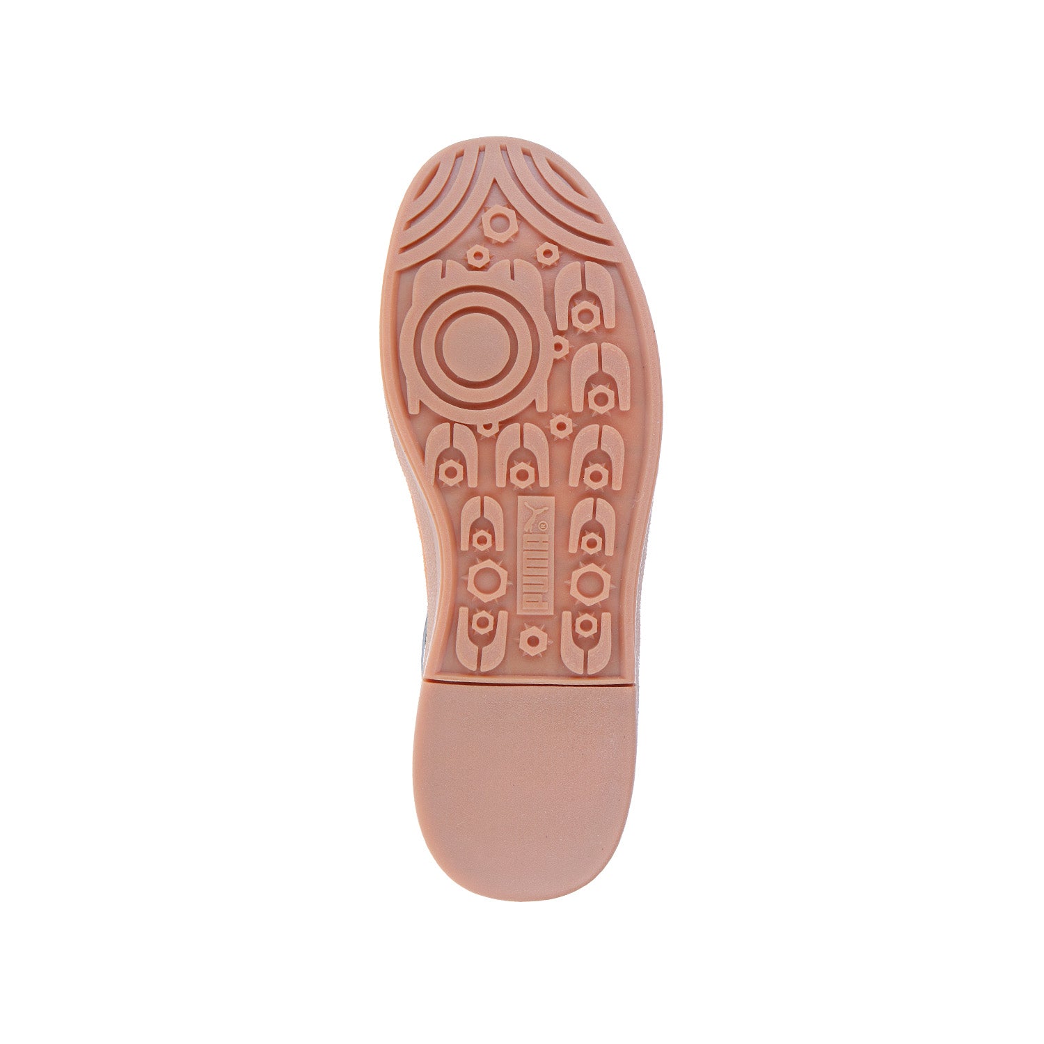 Der Puma Super Team OG Black verfügt über eine hellbraune Cupsohle aus Gummi mit kreisförmigem und geometrischem Profil für zuverlässigen Grip - ideal für Handballer, die verlässliche Traktion suchen.