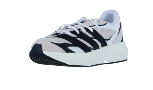Der Adidas LIGHTBLAZE ist ein stylischer Herren Sneaker mit weißem Mesh-Obermaterial, beigen Wildleder-Akzenten, fetten schwarzen Streifen und innovativer LIGHTSTRIKE Zwischensohle für Komfort. Mit weißen Schnürsenkeln, dicker Sohle und schwarzer Laufsohle.