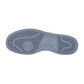 Das Bild zeigt die strukturierte graue Gummilaufsohle des New Balance BB480LV1, mit mehreren Profilen für verbesserten Grip und einem geprägten New Balance-Logo in der Mitte.